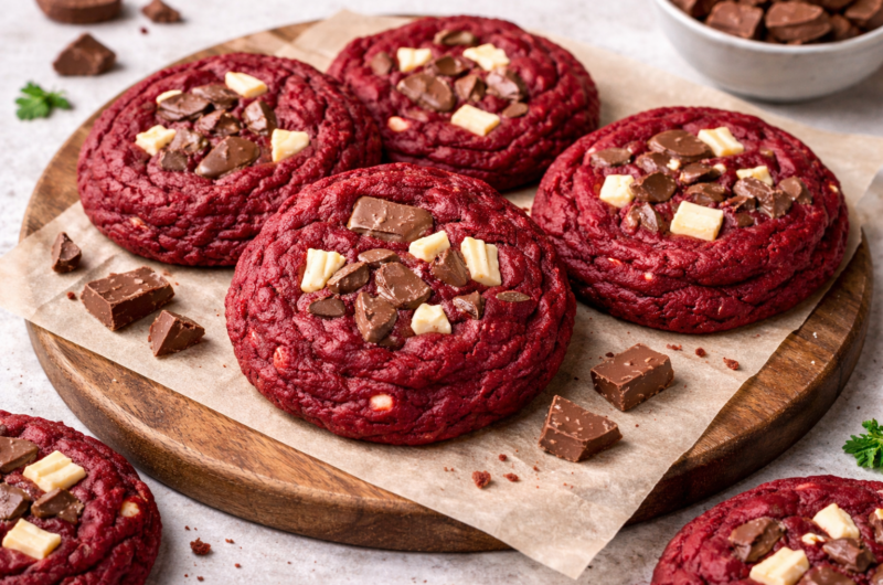 Red Velvet Chocolate Chunk Cookies